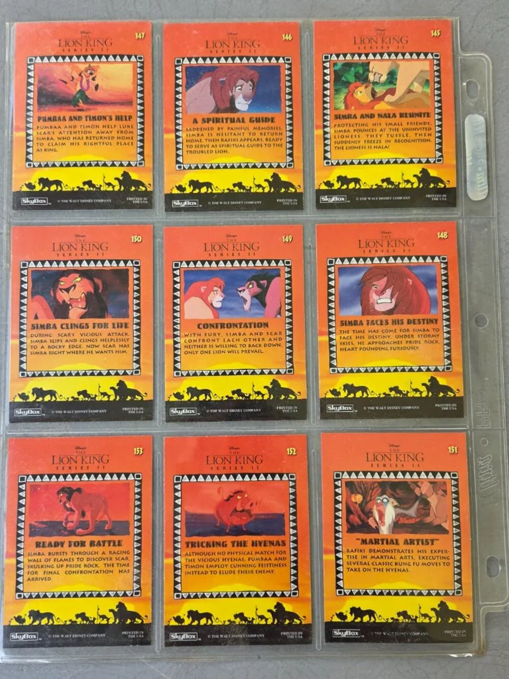 Disney Lion King Trading Cards 19-25, 55-63, 136-144, 145-153 (36 Total Cards)